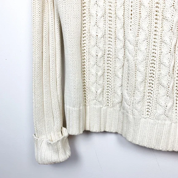 One on One Off-White Long Sleeve Cable Knit Sweater - Picture 11 of 11